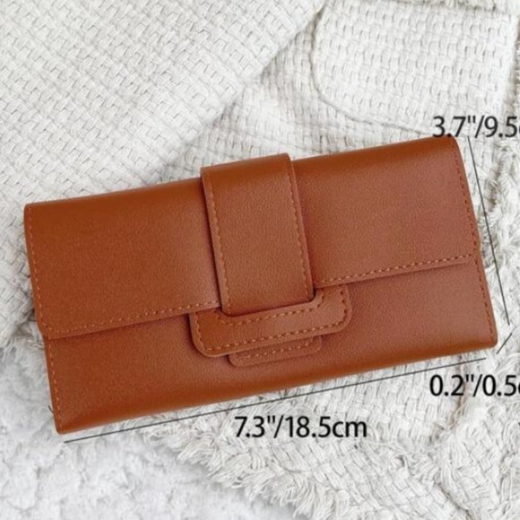 Brown Fold Over Long Wallet ID and Card holder Long Wallet - Picture 4 of 4